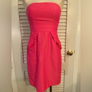 Hot pink “J Crew” Strapless Flamenca Party Dress- Size 4